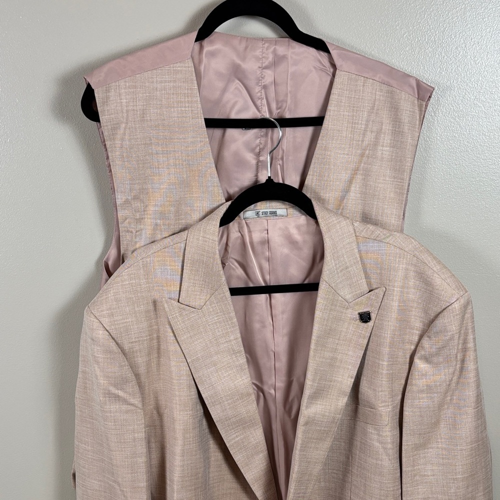 2 Piece Set Stacy Adams Light Camel Single-Breasted Sport Coat with Vest NWT - Picture 9 of 9